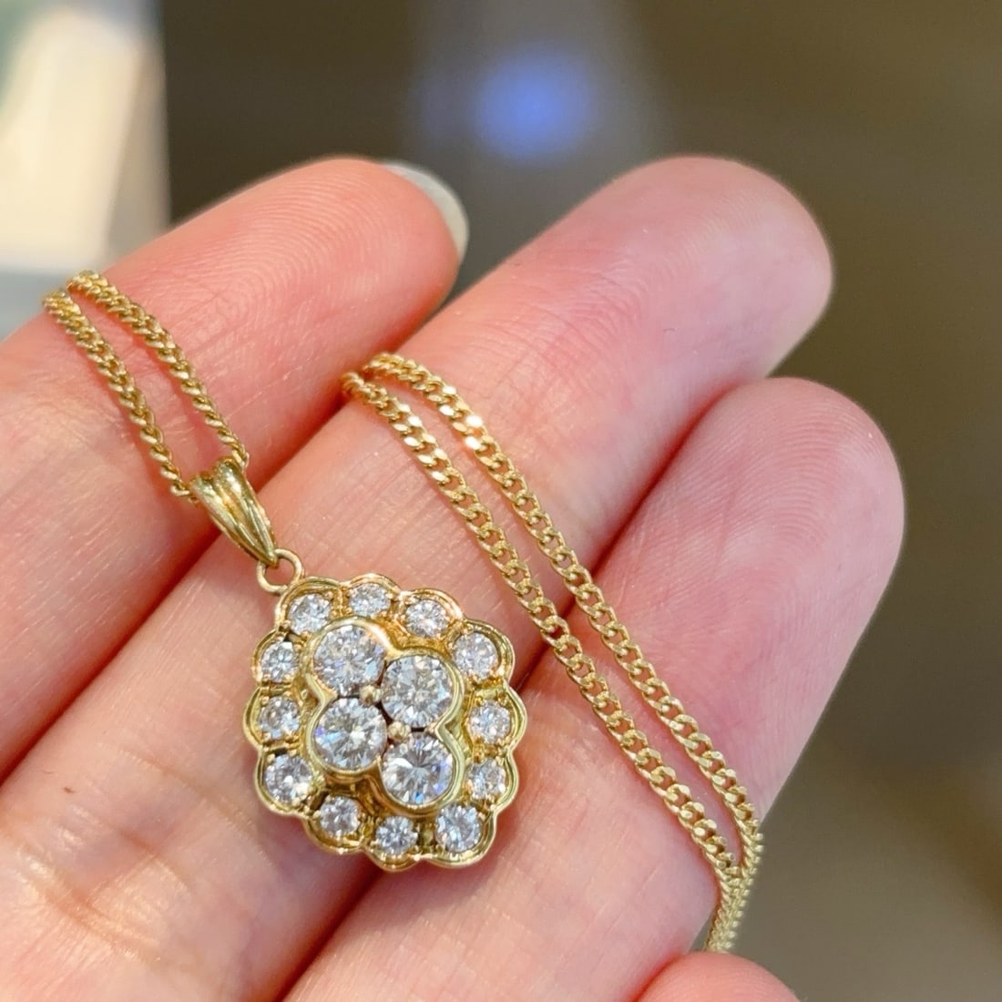 14k Gold 1.02 Ct Natural H Diamond Necklace - 7