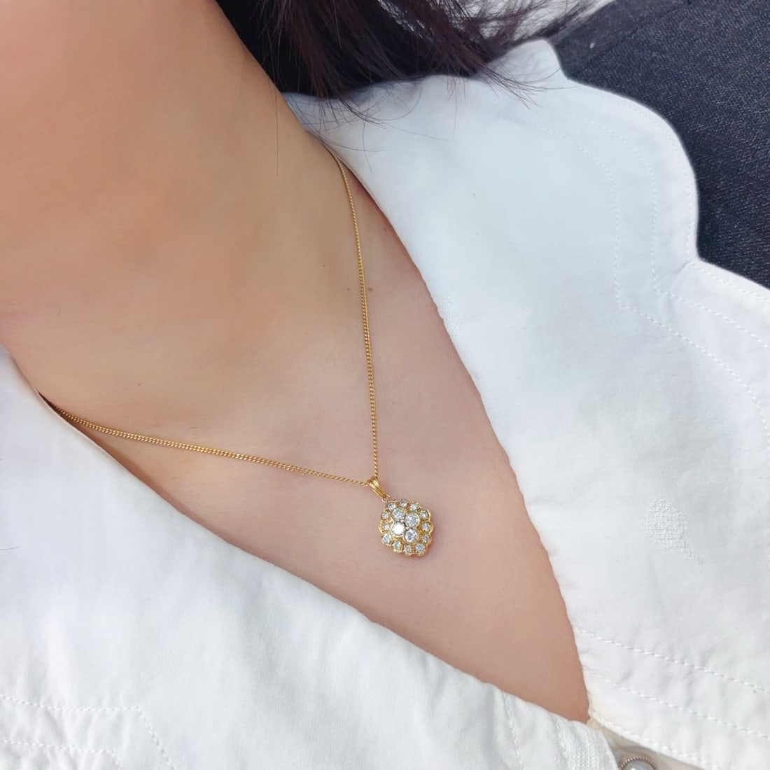 14k Gold 1.02 Ct Natural H Diamond Necklace - 8
