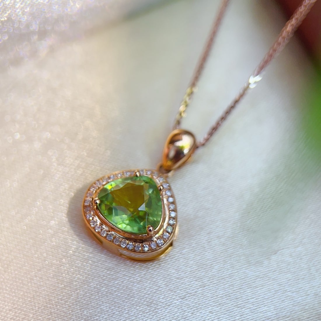 14k Gold 1.75 Ctw Natural Tourmaline & Diamond Pendant( Without Chain ) - 4
