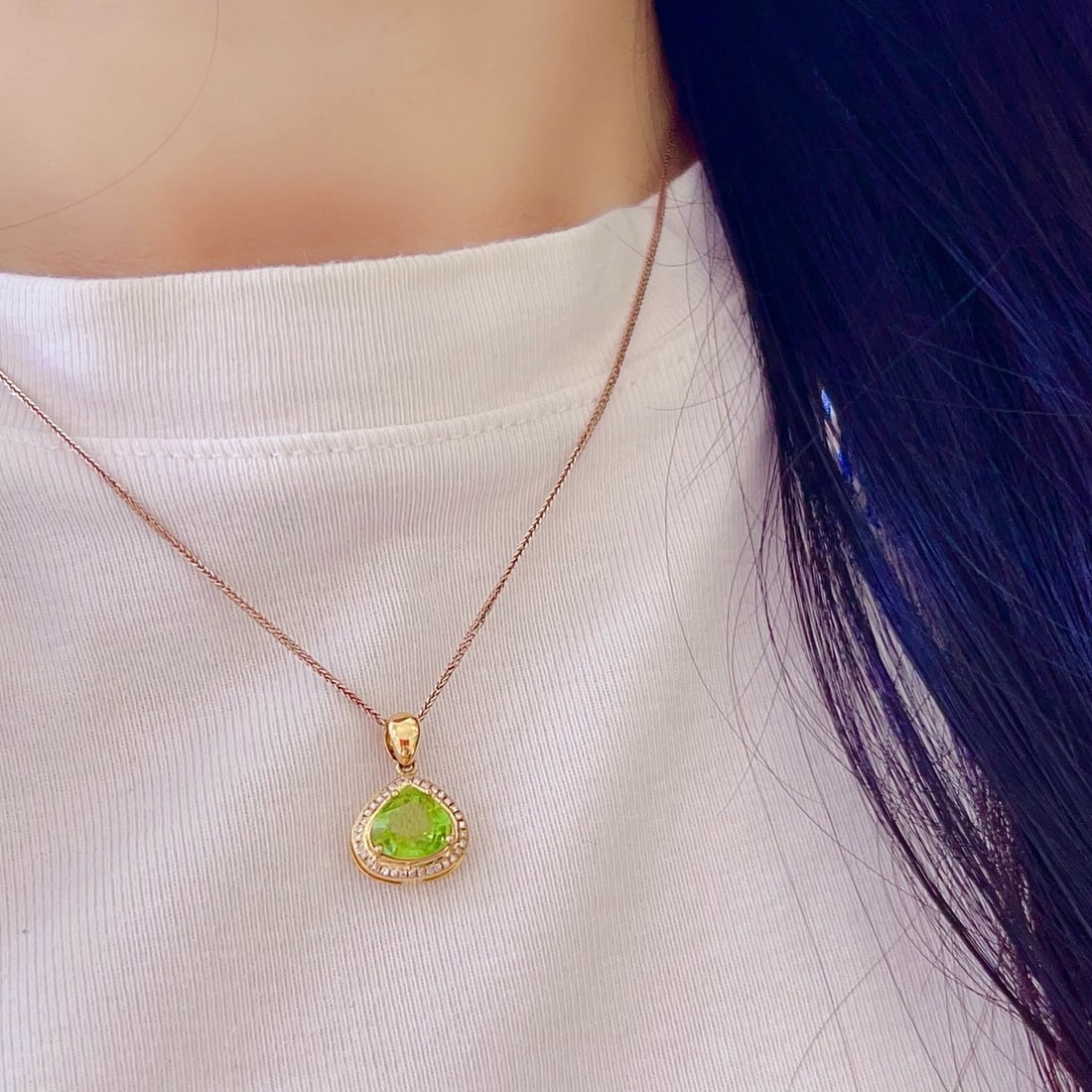 14k Gold 1.75 Ctw Natural Tourmaline & Diamond Pendant( Without Chain ) - 6