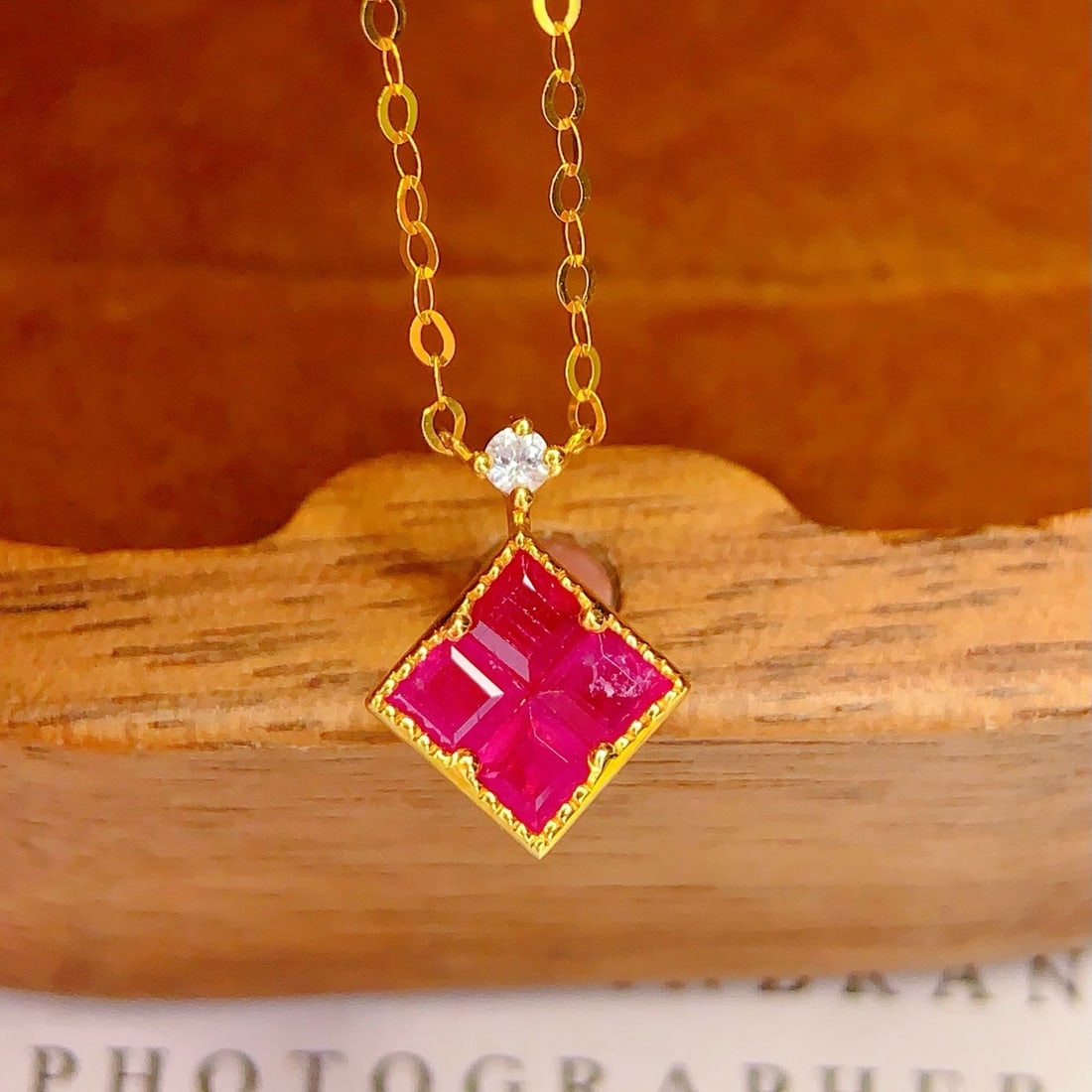 14k Gold 0.8 Ct Natural Ruby & Sapphire Necklace - 2