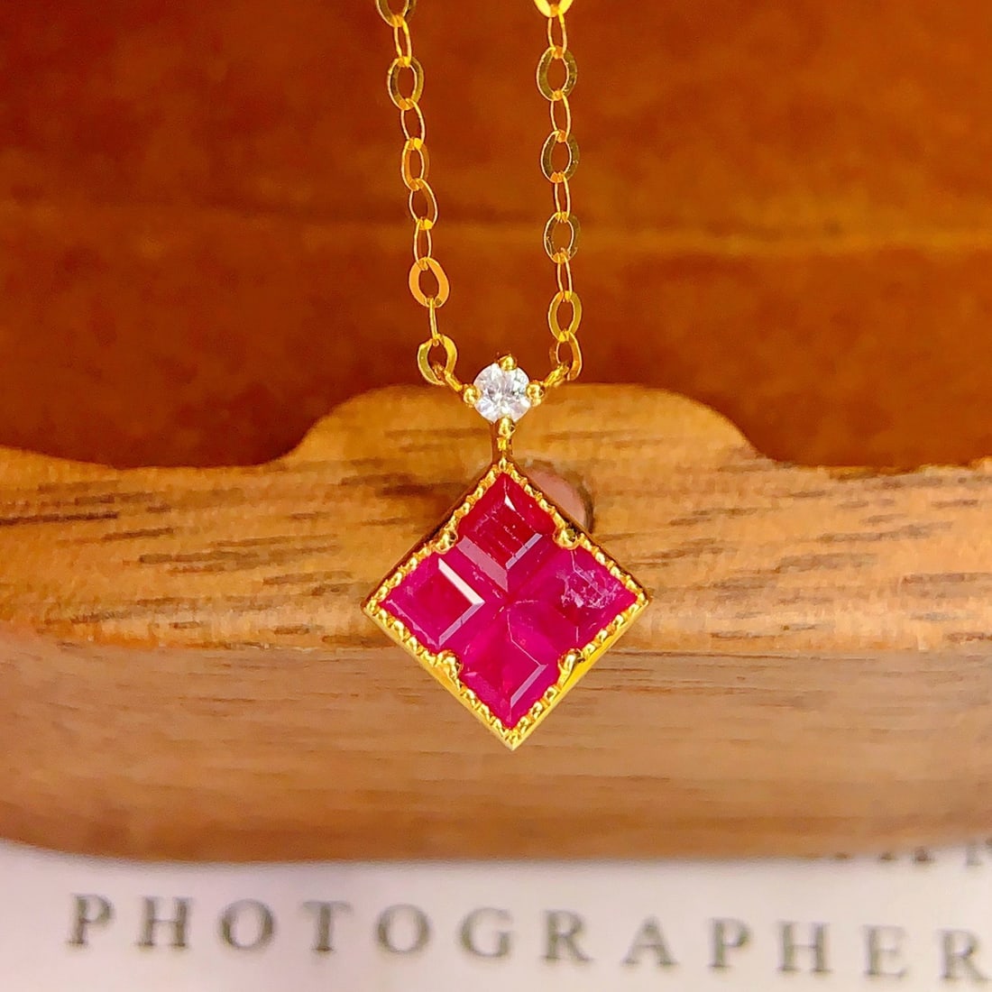 14k Gold 0.8 Ct Natural Ruby & Sapphire Necklace - 3