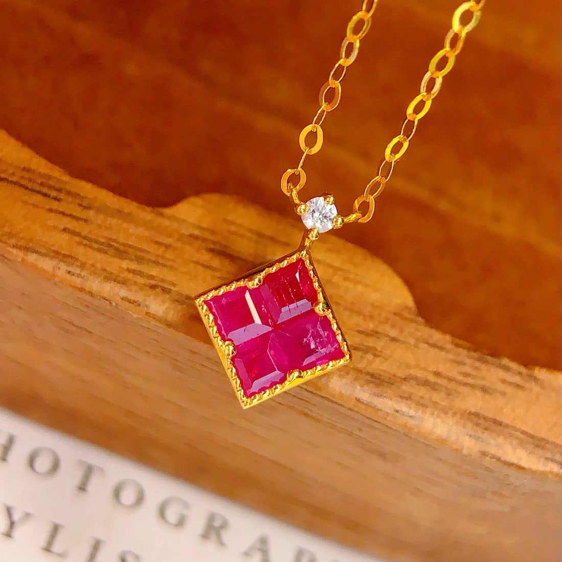 14k Gold 0.8 Ct Natural Ruby & Sapphire Necklace - 5