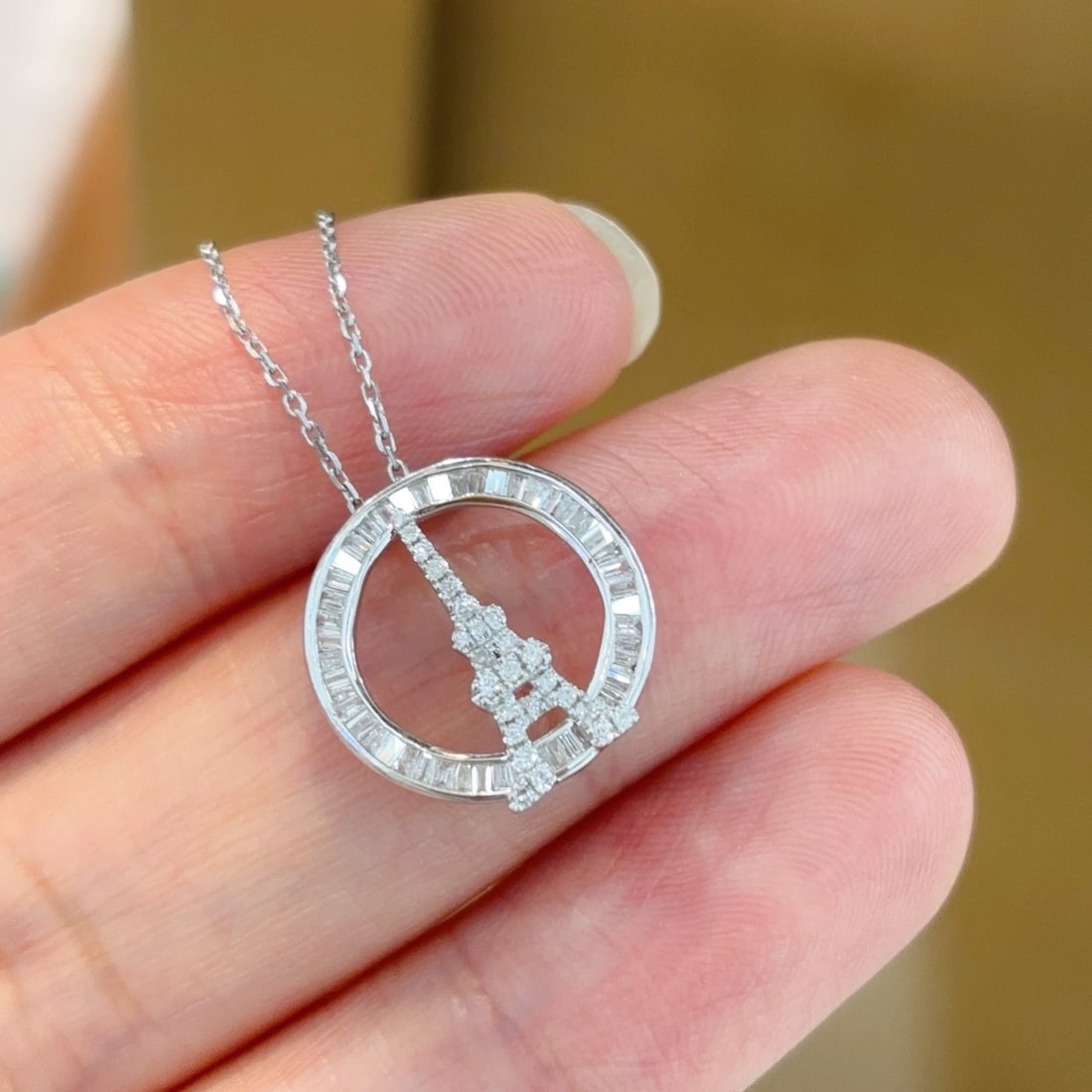 14k Gold 0.32 Ct Natural H Diamond Necklace - 2