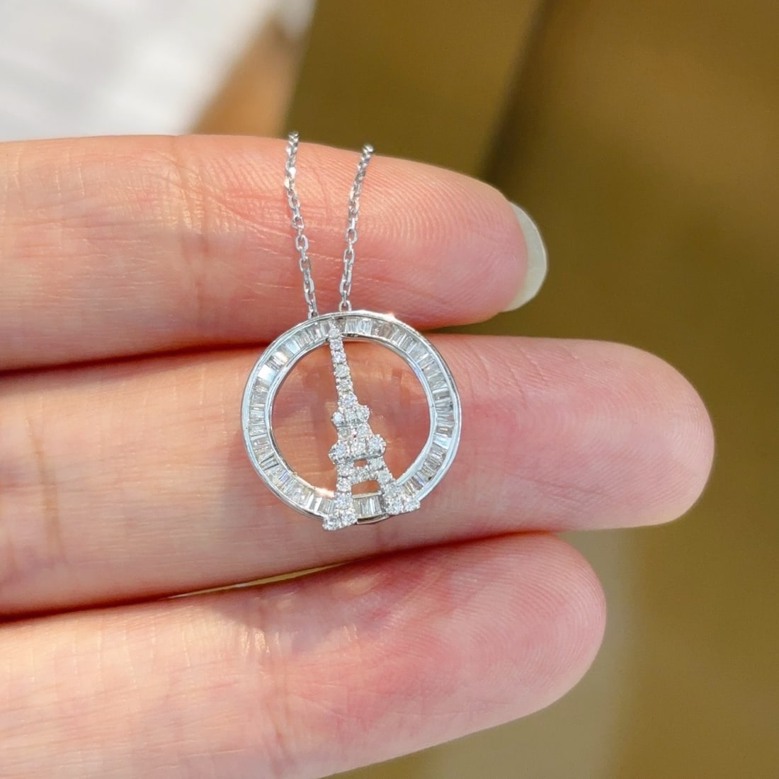 14k Gold 0.32 Ct Natural H Diamond Necklace - 3