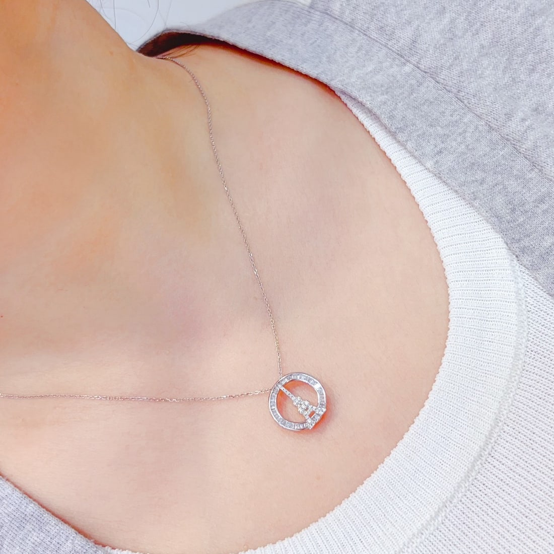 14k Gold 0.32 Ct Natural H Diamond Necklace - 4