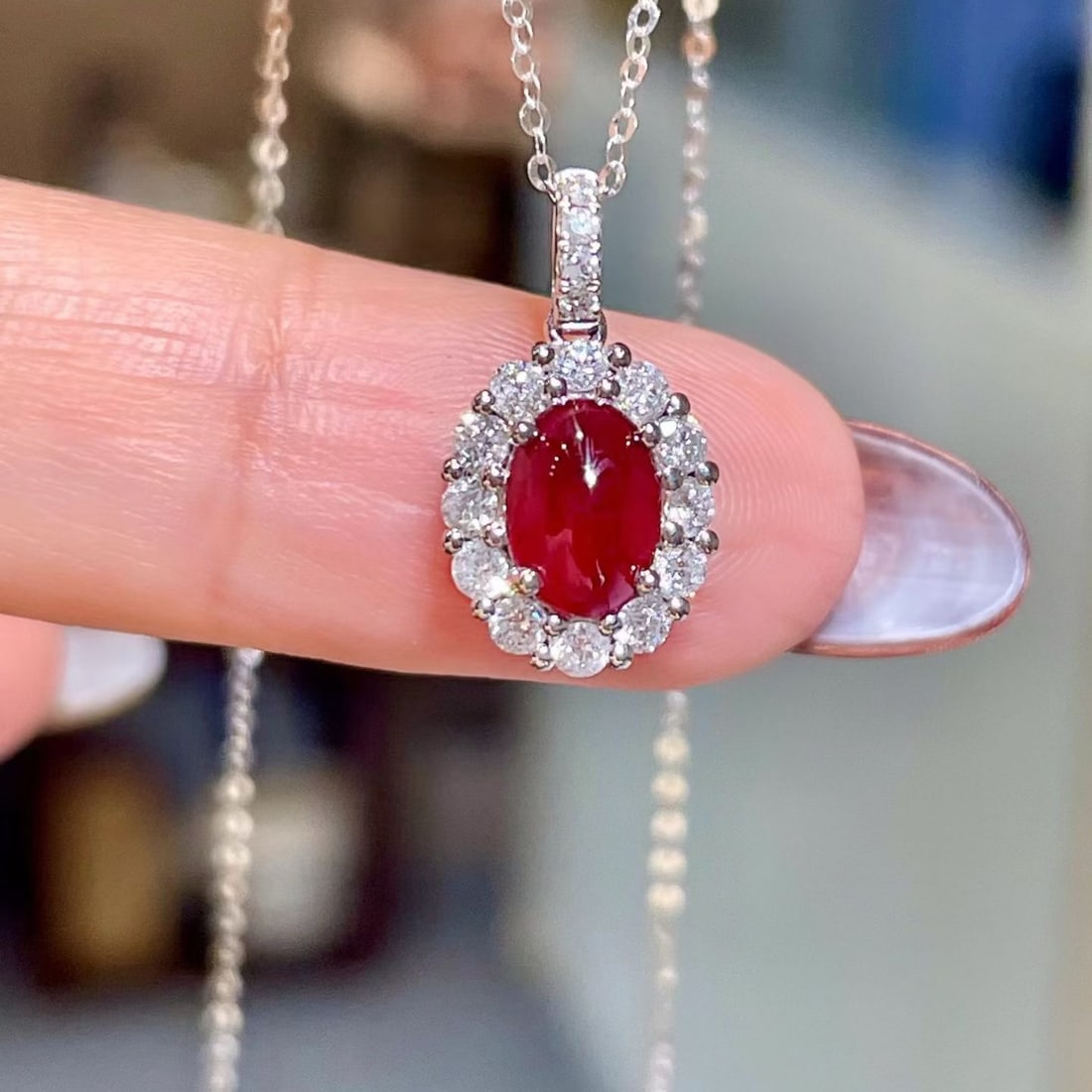 14k Gold 1.31 Ctw Natural Ruby & Diamond Pendant( Without Chain ): Ref:231174283 // gold content:14k gold // main gemstone:ruby // shape:oval // carat weight:0. 92ct // color:red // treatment:natural // // adjacent gemstone 2 : diamond // shape:round // carat