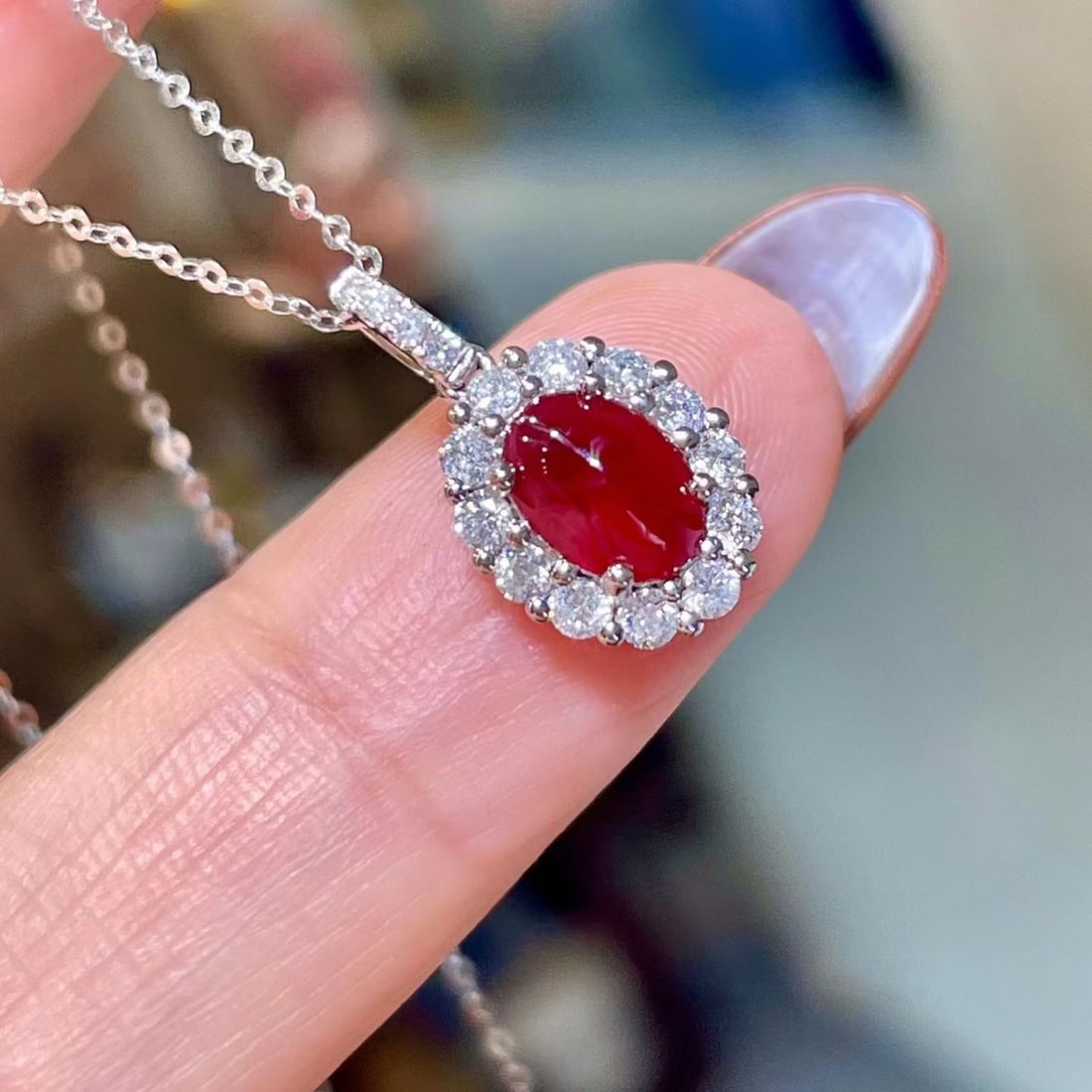 14k Gold 1.31 Ctw Natural Ruby & Diamond Pendant( Without Chain ) - 2
