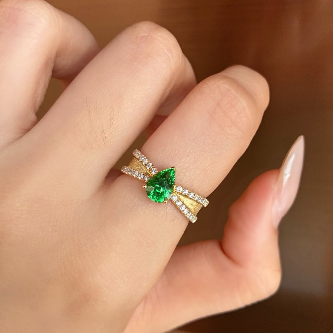 14k Gold 1.59 Ctw Natural Tsavorite & Diamond Ring - 6
