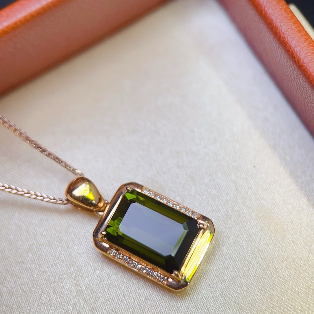 14k Gold 3.60 Ctw Natural Tourmaline & Diamond Pendant( Without Chain ) - 5
