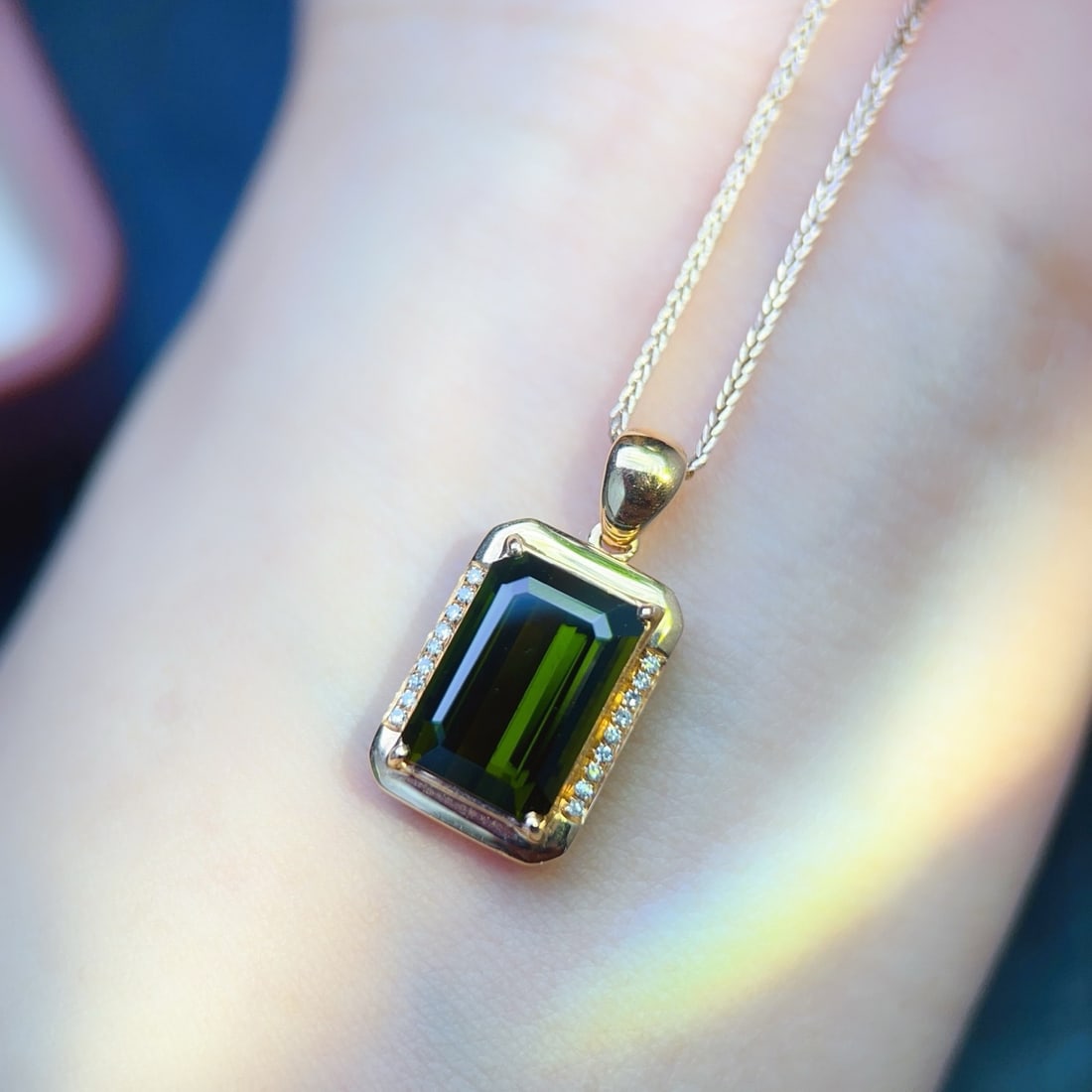 14k Gold 3.60 Ctw Natural Tourmaline & Diamond Pendant( Without Chain ) - 6