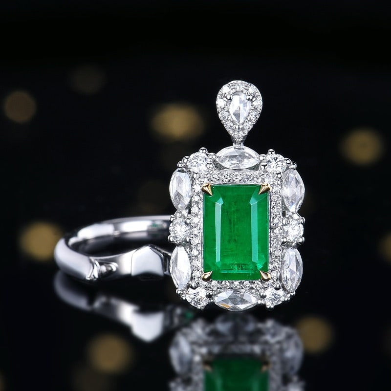 14k Gold 1.99 Ctw Natural Emerald & Diamond Ring/pendant( Without Chain ) - 3
