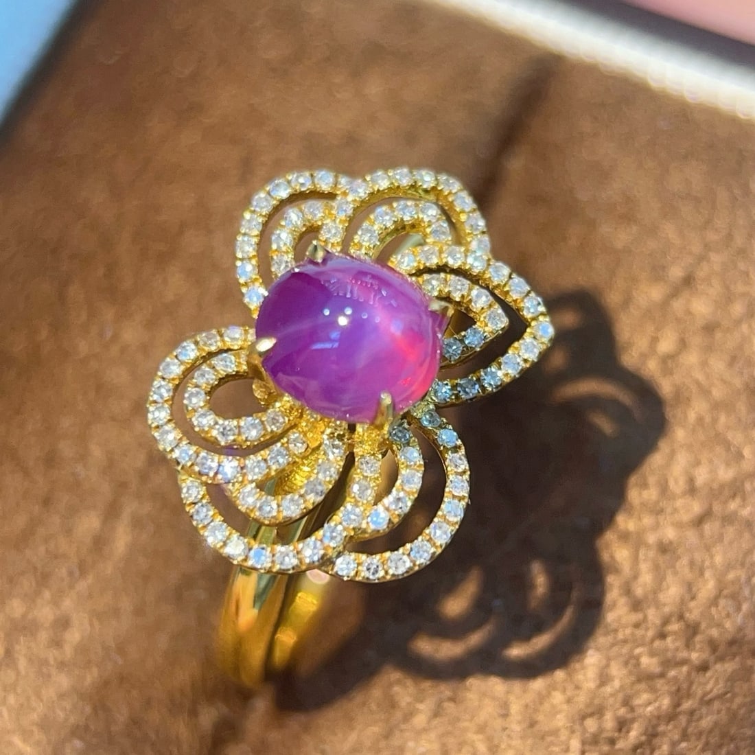 14k Gold 2.36 Ctw Natural Star Sapphire & Diamond Ring - 4