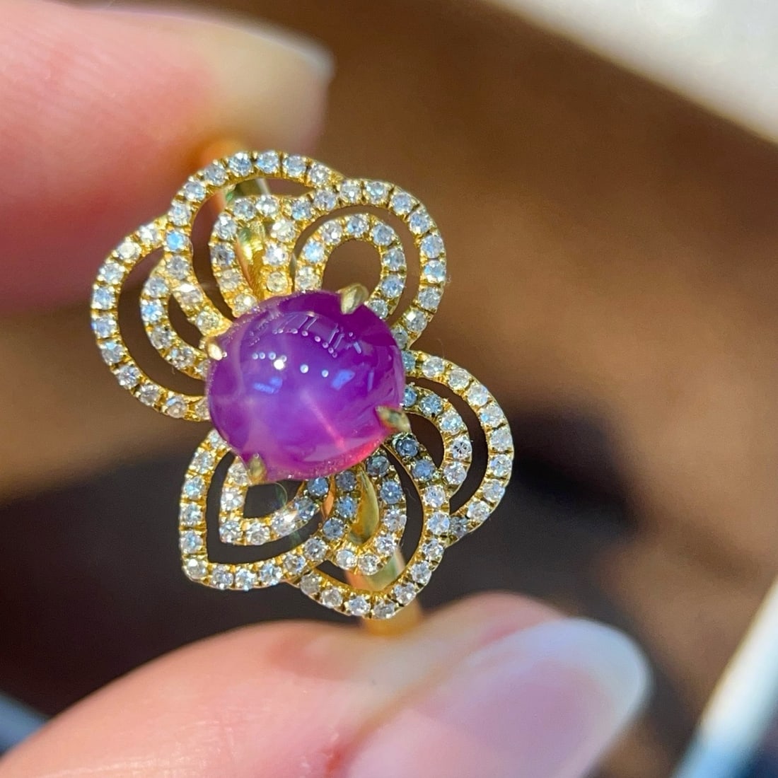 14k Gold 2.36 Ctw Natural Star Sapphire & Diamond Ring - 5