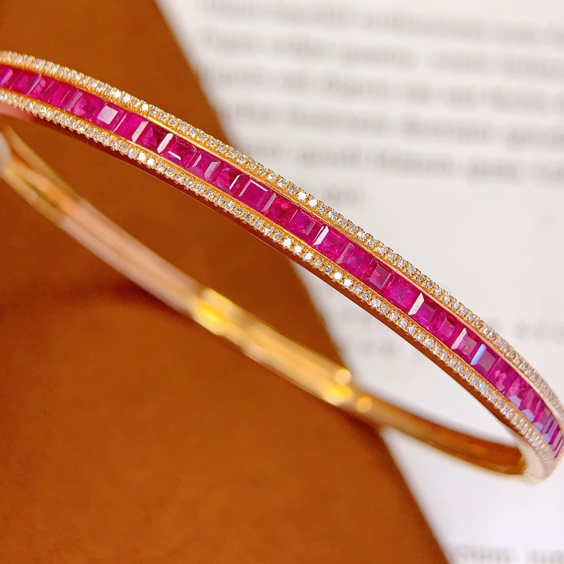 14k Gold 4.88 Ct Natural Ruby & Diamond Bracelet - 2