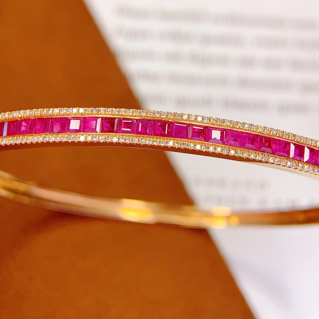 14k Gold 4.88 Ct Natural Ruby & Diamond Bracelet - 4