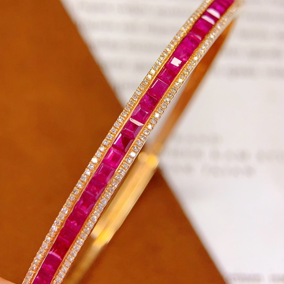 14k Gold 4.88 Ct Natural Ruby & Diamond Bracelet - 5
