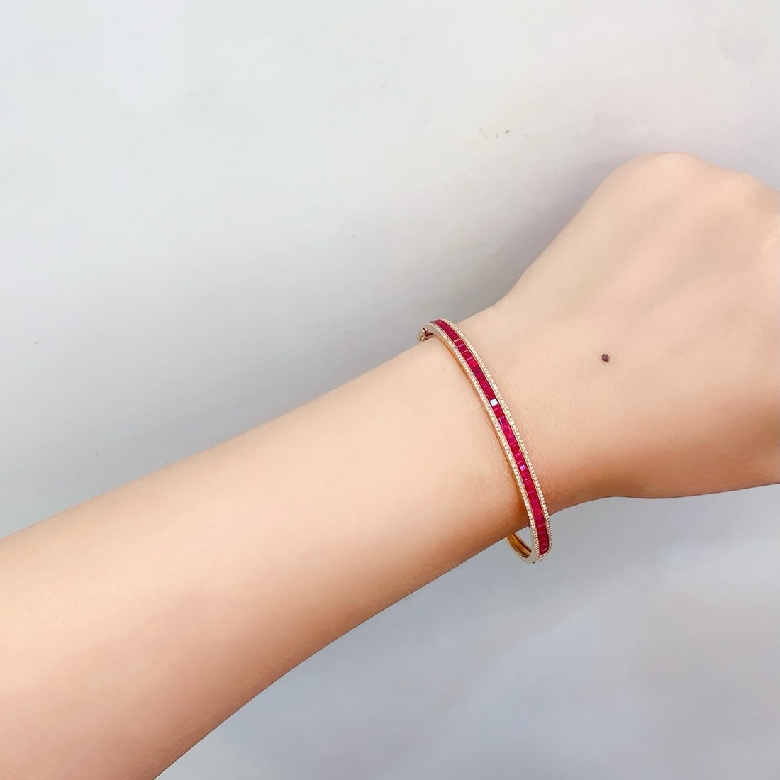 14k Gold 4.88 Ct Natural Ruby & Diamond Bracelet - 6