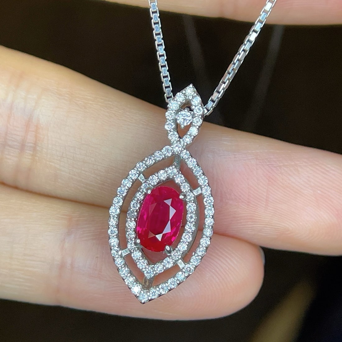 14k Gold 1.4 Ctw Natural Ruby & Diamond Necklace - 2