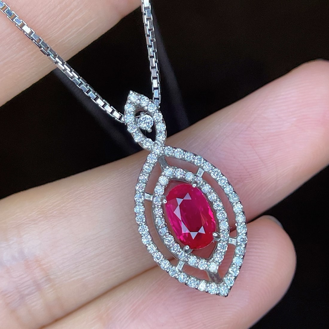 14k Gold 1.4 Ctw Natural Ruby & Diamond Necklace - 5