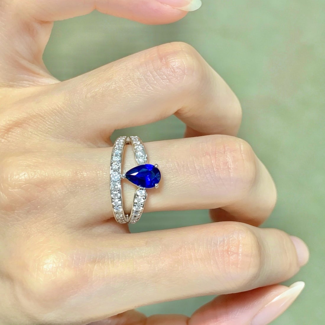 14k Gold 1.02 Ct Natural Sapphire & Diamond Ring - 3