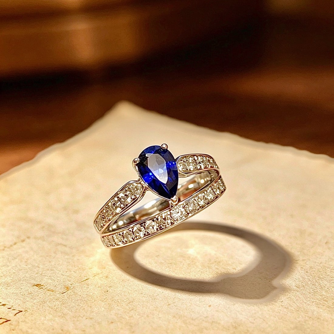 14k Gold 1.02 Ct Natural Sapphire & Diamond Ring - 4