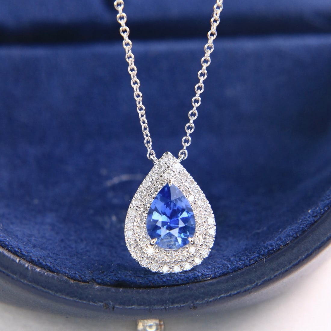14k Gold 1.32 Ctw Natural Sapphire & Diamond Necklace - 2
