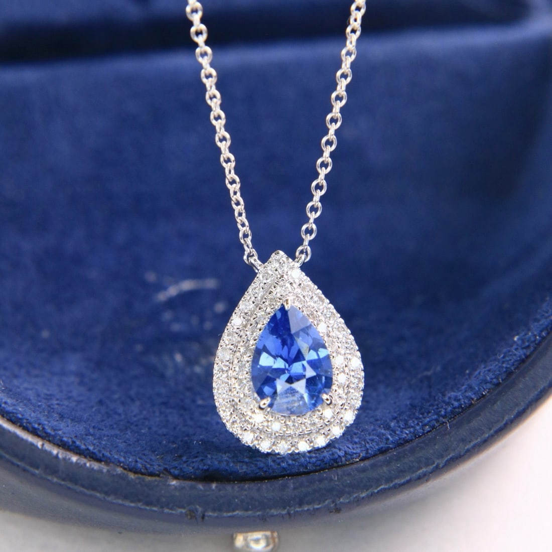 14k Gold 1.32 Ctw Natural Sapphire & Diamond Necklace - 3