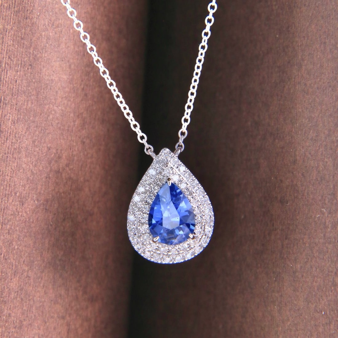 14k Gold 1.32 Ctw Natural Sapphire & Diamond Necklace - 4