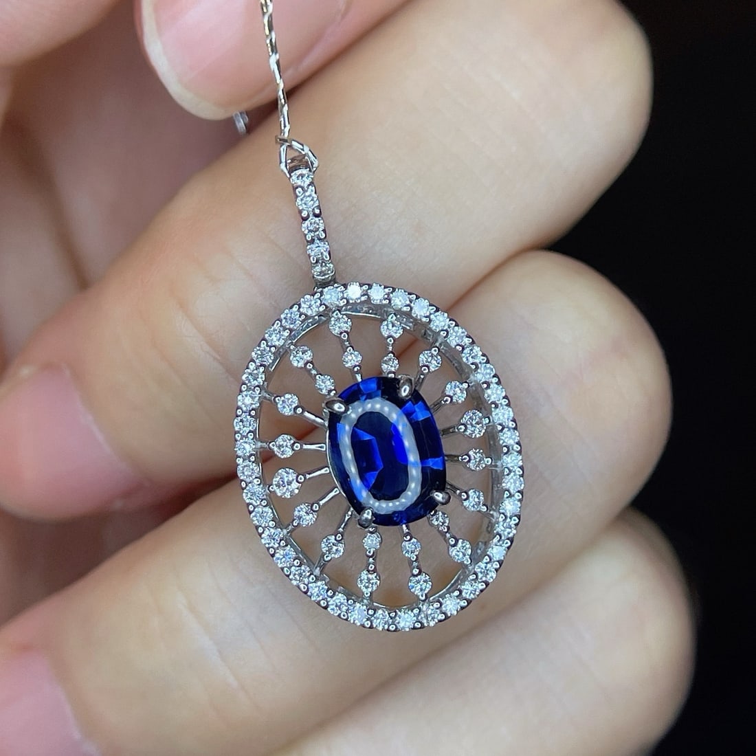 14k Gold 1.97 Ctw Natural Sapphire & Diamond Pendant( Without Chain ) - 3