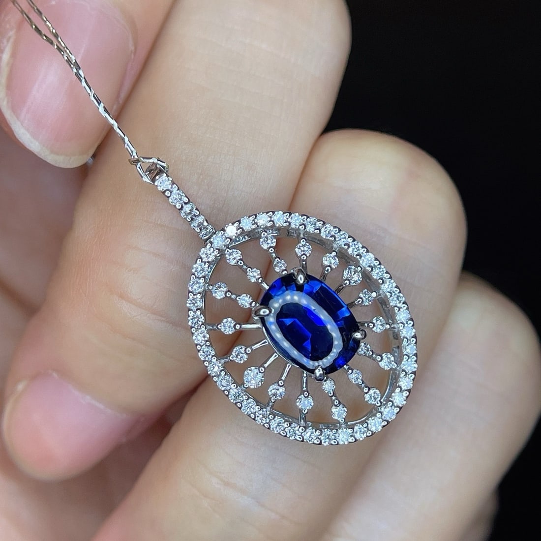 14k Gold 1.97 Ctw Natural Sapphire & Diamond Pendant( Without Chain ) - 4