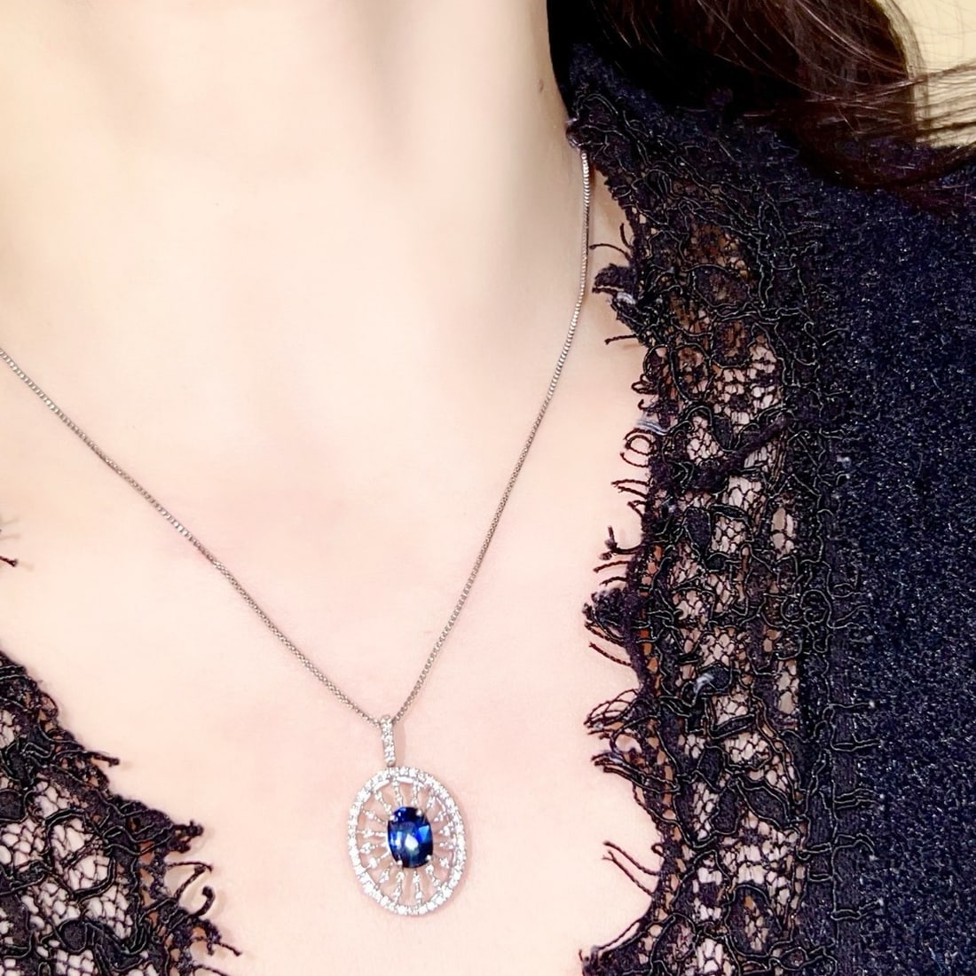 14k Gold 1.97 Ctw Natural Sapphire & Diamond Pendant( Without Chain ) - 5