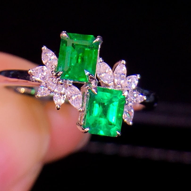 14k Gold 1.34 Ctw Natural Emerald & Diamond Ring - 3