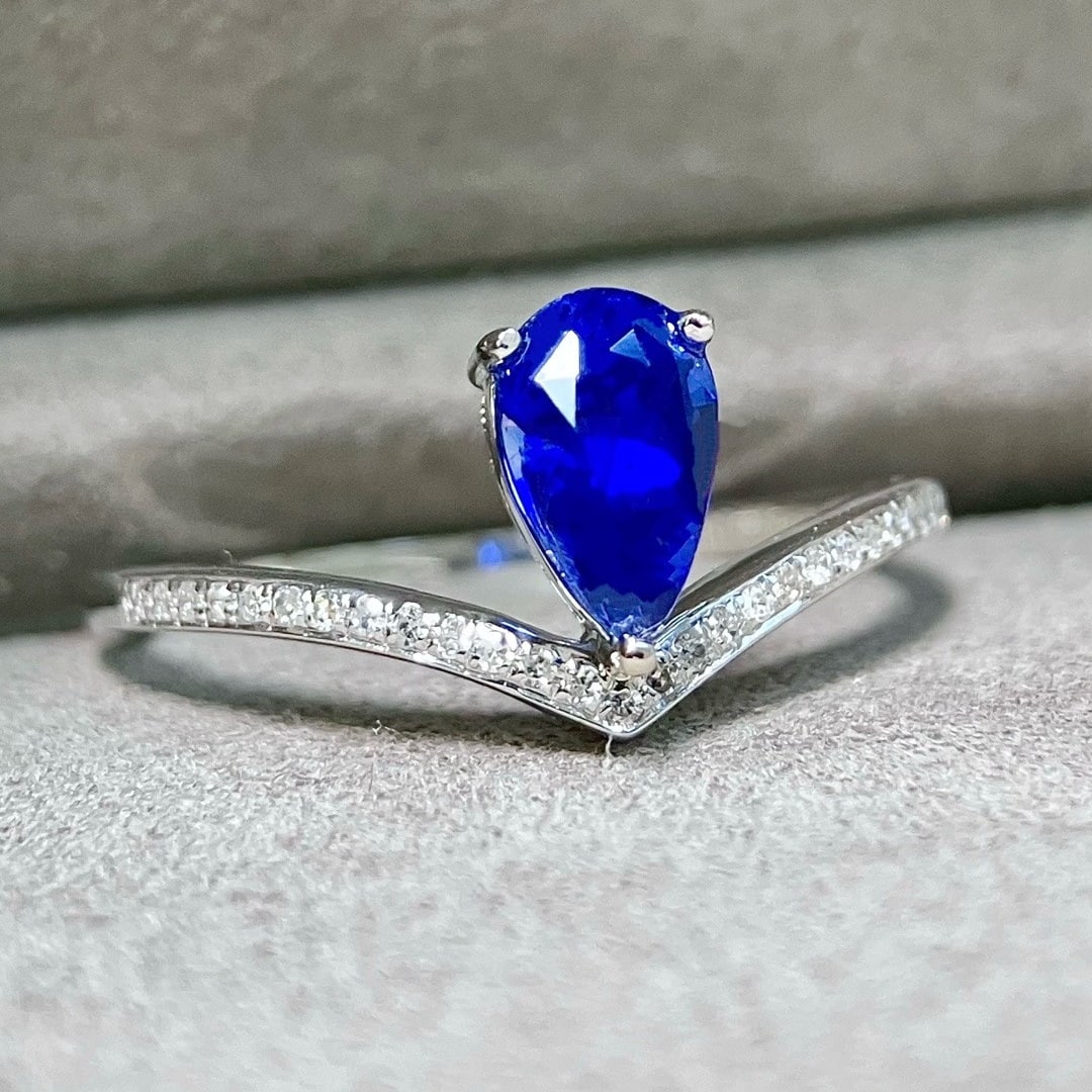 14k Gold 1.09 Ctw Natural Sapphire & Diamond Ring - 4
