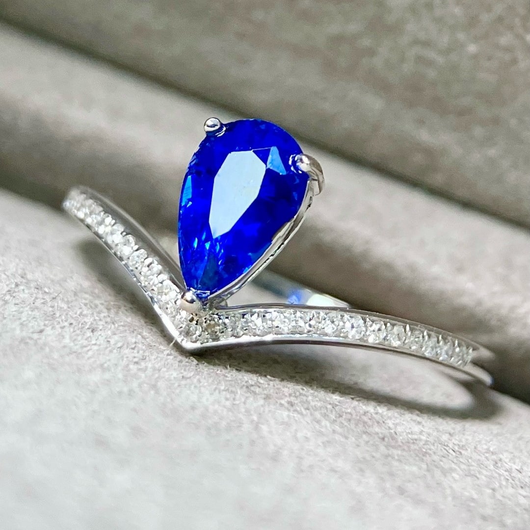 14k Gold 1.09 Ctw Natural Sapphire & Diamond Ring - 5