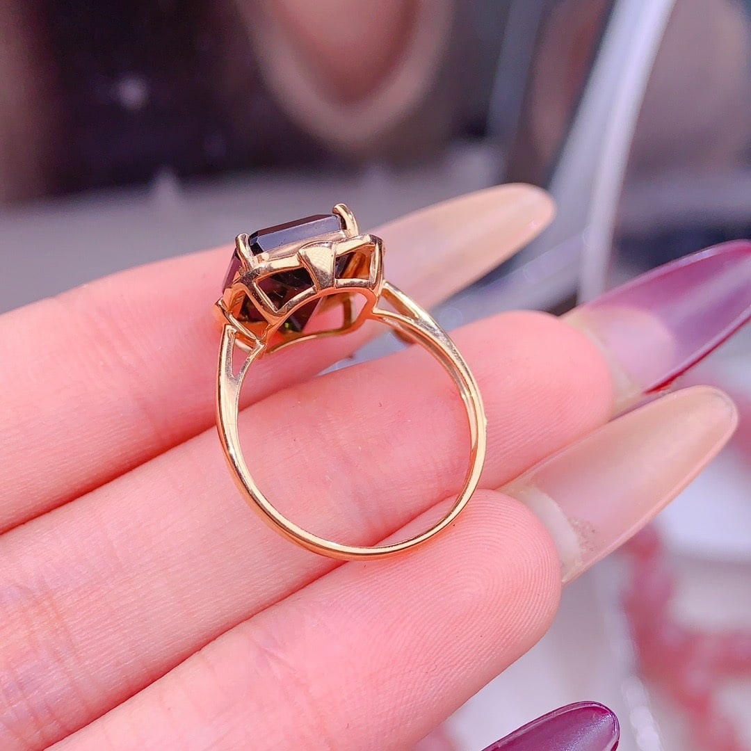 14k Gold 5 Ct Natural Tourmaline & Diamond Ring - 6