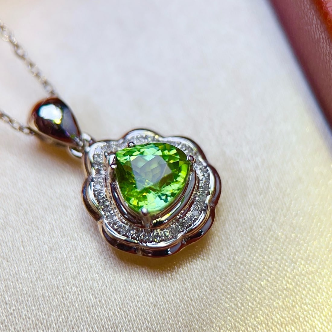 14k Gold 1.66 Ctw Natural Tourmaline & Diamond Pendant( Without Chain ) - 3