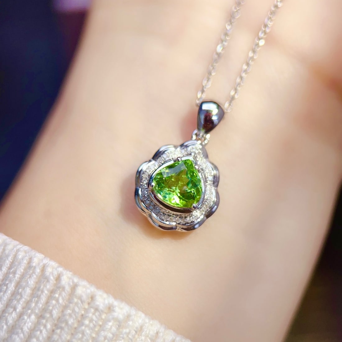 14k Gold 1.66 Ctw Natural Tourmaline & Diamond Pendant( Without Chain ) - 5