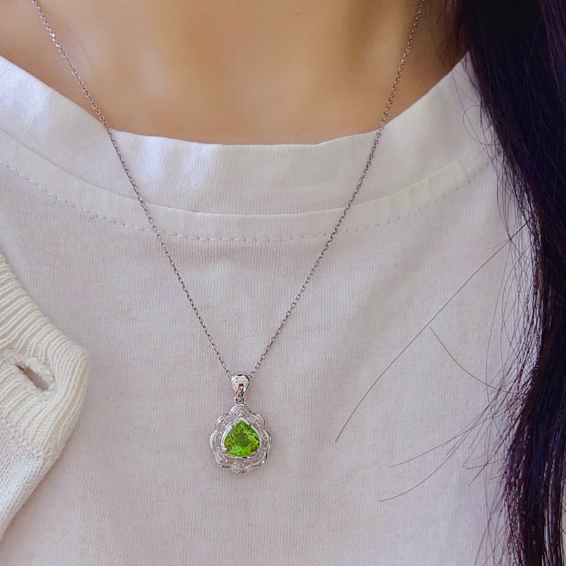 14k Gold 1.66 Ctw Natural Tourmaline & Diamond Pendant( Without Chain ) - 6
