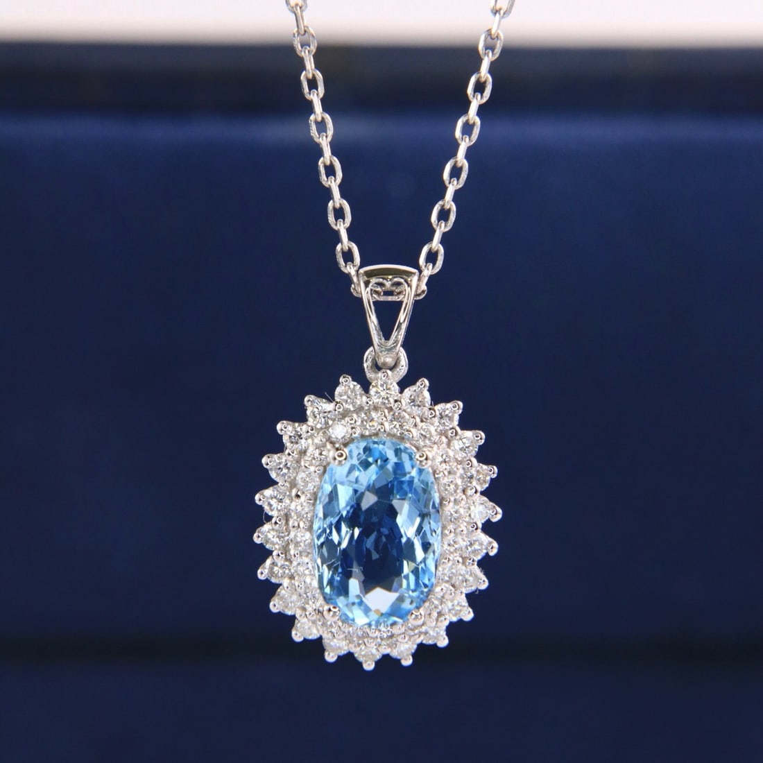 14k Gold 2.02 Ctw Natural Aquamarine & Diamond Necklace - 4