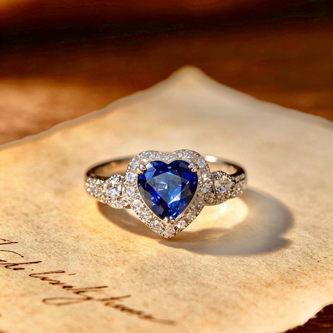 14k Gold 1.52 Ct Natural Sapphire & Diamond Ring: Ref:231174380 // gold content:14k gold // ring size:7. 25us // // main gemstone:sapphire // shape:heart // carat weight:1. 52ct // color:blue // treatment:natural // // adjacent gemstone 2 : diamond