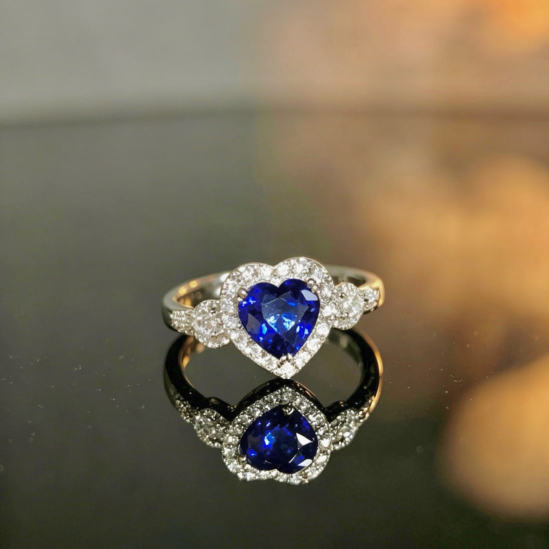 14k Gold 1.52 Ct Natural Sapphire & Diamond Ring - 2