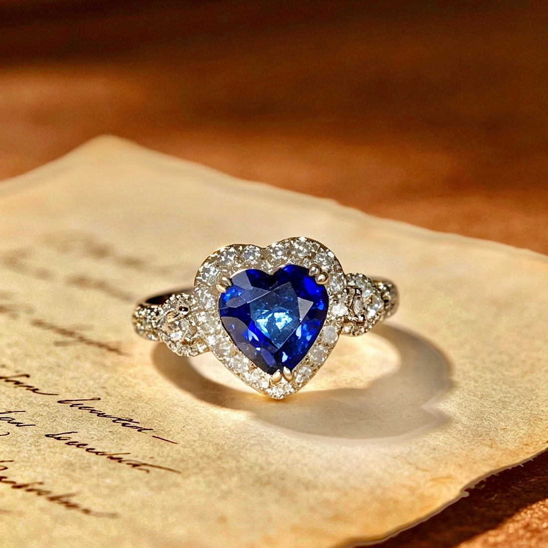 14k Gold 1.52 Ct Natural Sapphire & Diamond Ring - 4