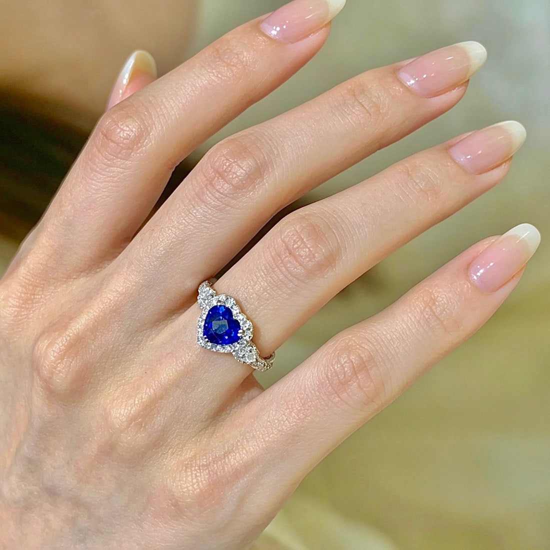 14k Gold 1.52 Ct Natural Sapphire & Diamond Ring - 6