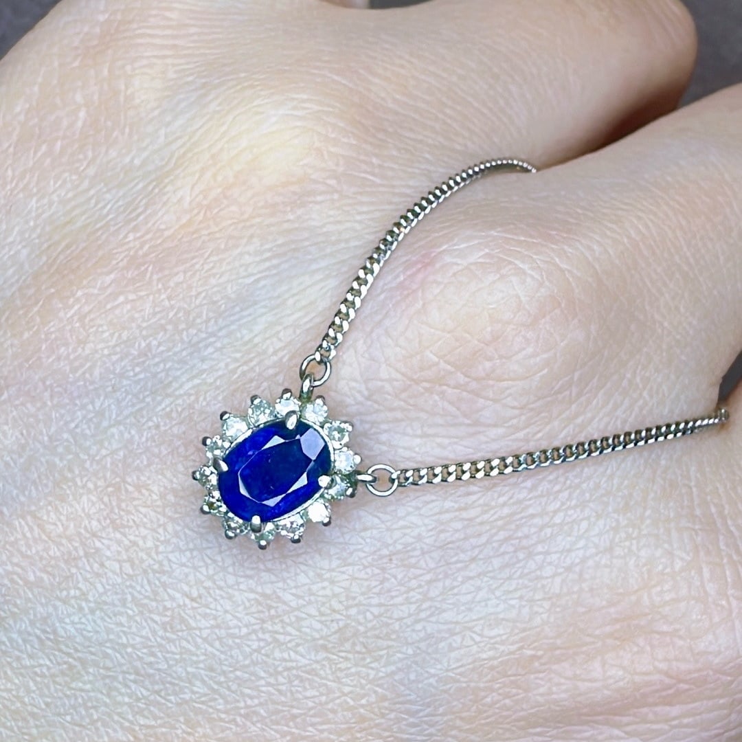 14k Gold 1.59 Ctw Natural Sapphire & Diamond Necklace - 2