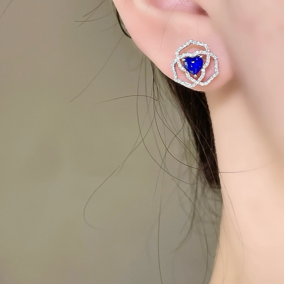 14k Gold 1.5 Ct Natural Sapphire & Diamond Earrings - 6
