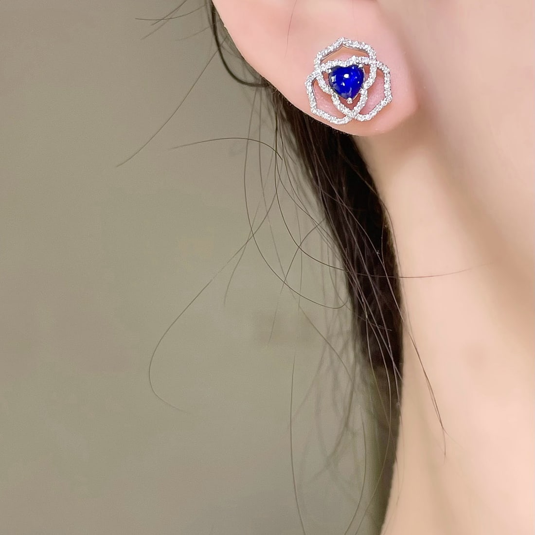 14k Gold 1.5 Ct Natural Sapphire & Diamond Earrings - 7