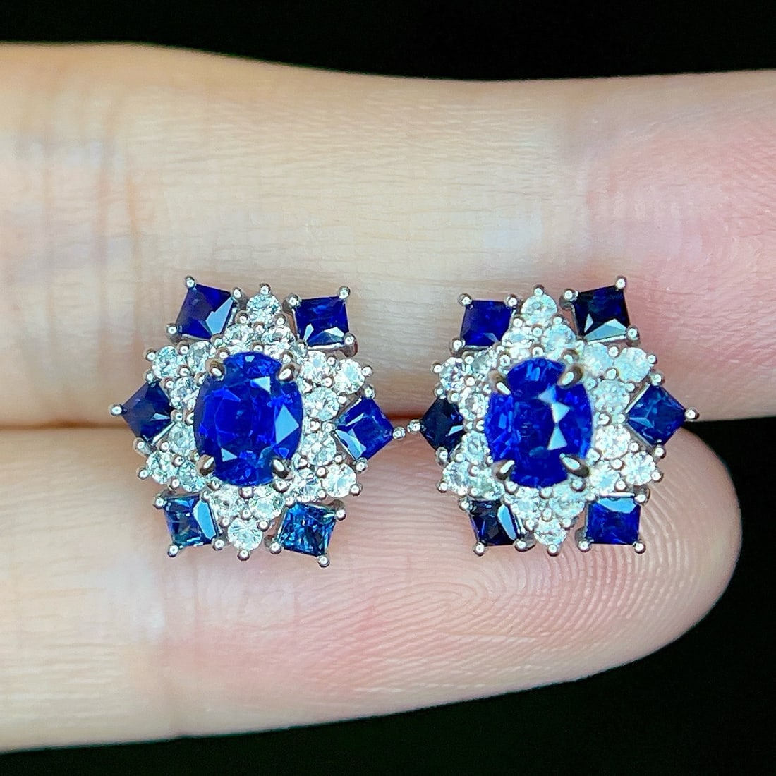 14k Gold 2.65 Ctw Natural Sapphire & Sapphire Earrings - 3