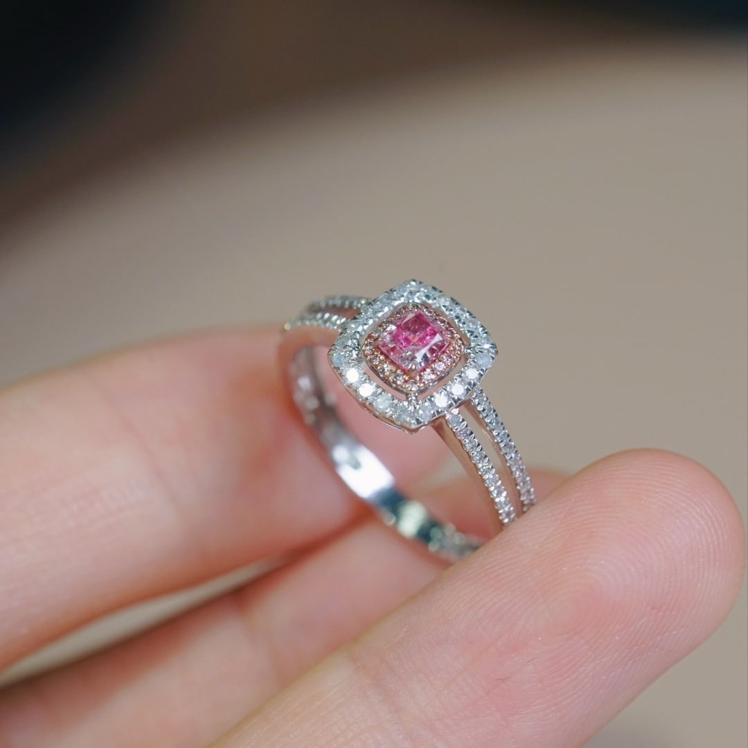 14k Gold 0.50 Ctw Natural Pink Diamond & Diamond Ring - 2