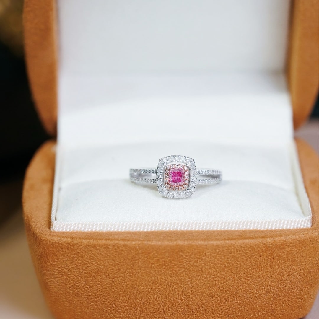 14k Gold 0.50 Ctw Natural Pink Diamond & Diamond Ring - 3